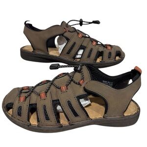 MINNETONKA "PORTLAND II" SUEDE Leather SANDALS Brown Black Women’s Size 9